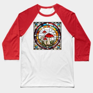 Odd Man Out Mushroom Stained Glass Baseball T-Shirt